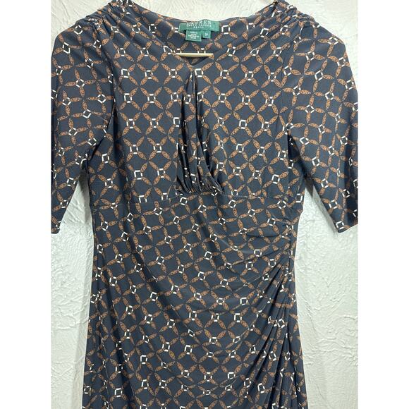 Ralph Lauren Dress Black Chain Sheath Surplice V-Neck Short Sleeve Petite 2P - Picture 1 of 7